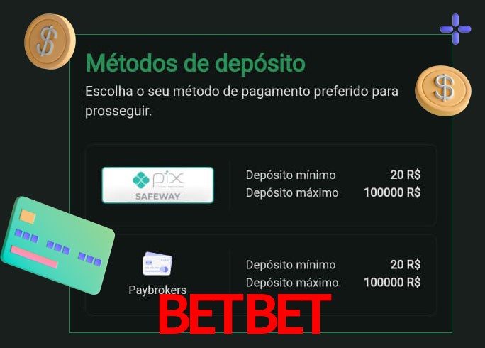 O cassino Betbet oferece uma grande variedade de métodos de pagamento